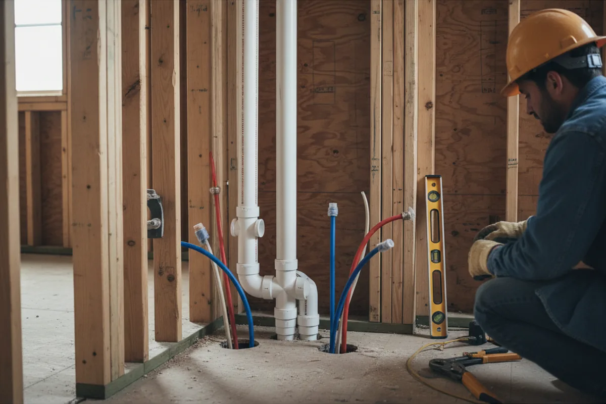 Drain and supply rough-in during Leak Detection in Newark